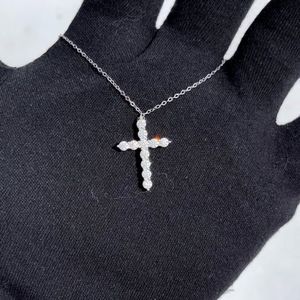 1.1ctw VVS Moissanite Dainty Cross Pendant for Women, Solid 925 Sterling Silver